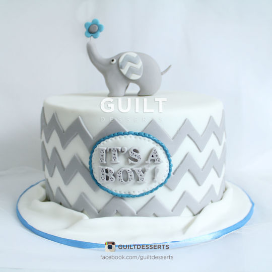 Chevron & Elephant Baby Shower Cake