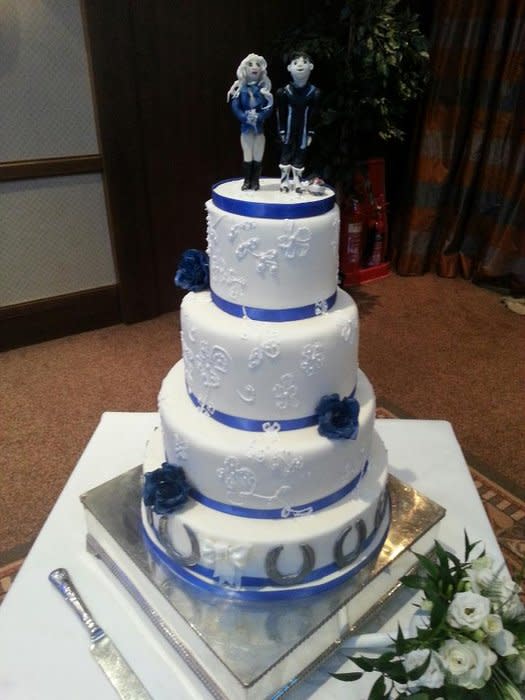 Classic Blue and White Wedding Cake