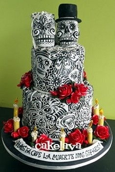 Day of the Dead Skull Wedding Cake