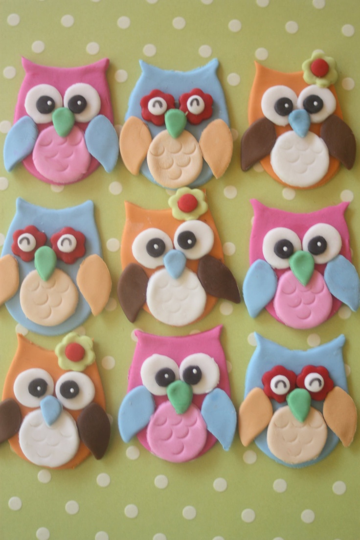 Fondant Owl Cupcake Toppers