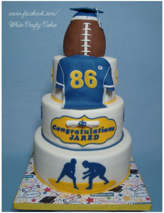 Football Player Graduation Cake