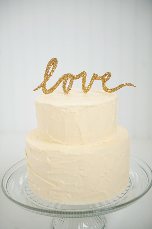 Gold Wedding Cake Topper Love