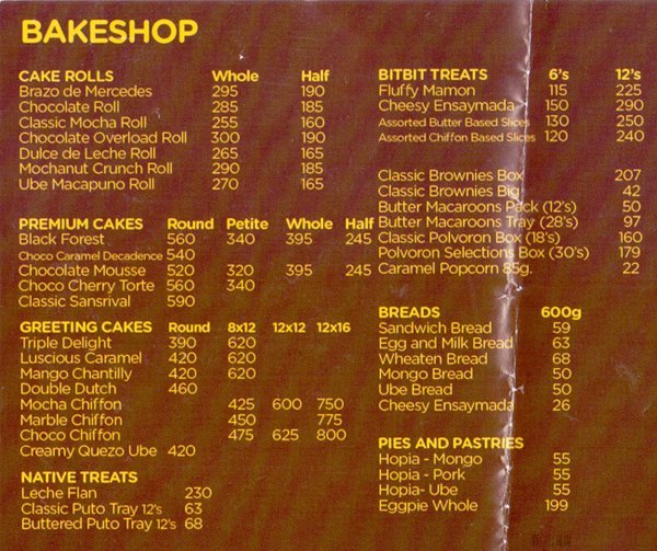 Goldilocks Menu Philippines Price List Goldilocks Menu Philippines Price List