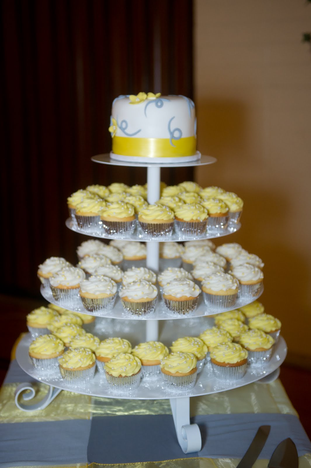 Grey and Yellow Wedding Cake Cupcakes