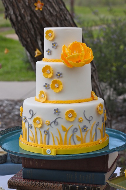 Grey and Yellow Wedding Cake