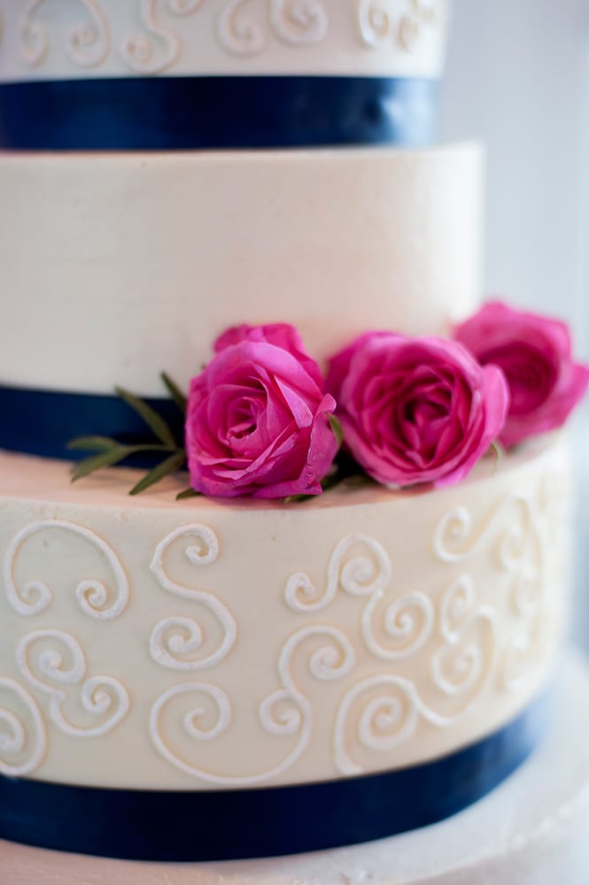 Hot Pink and Navy Wedding Cake