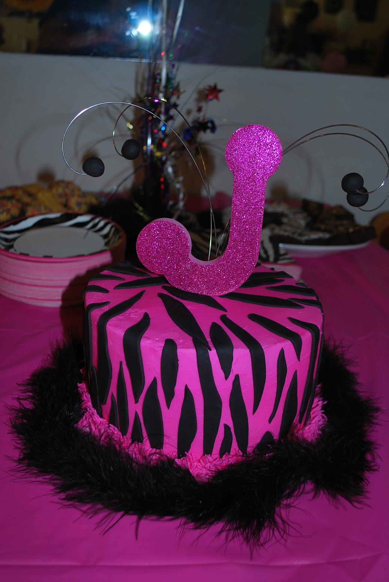 Hot Pink Zebra Birthday Cake