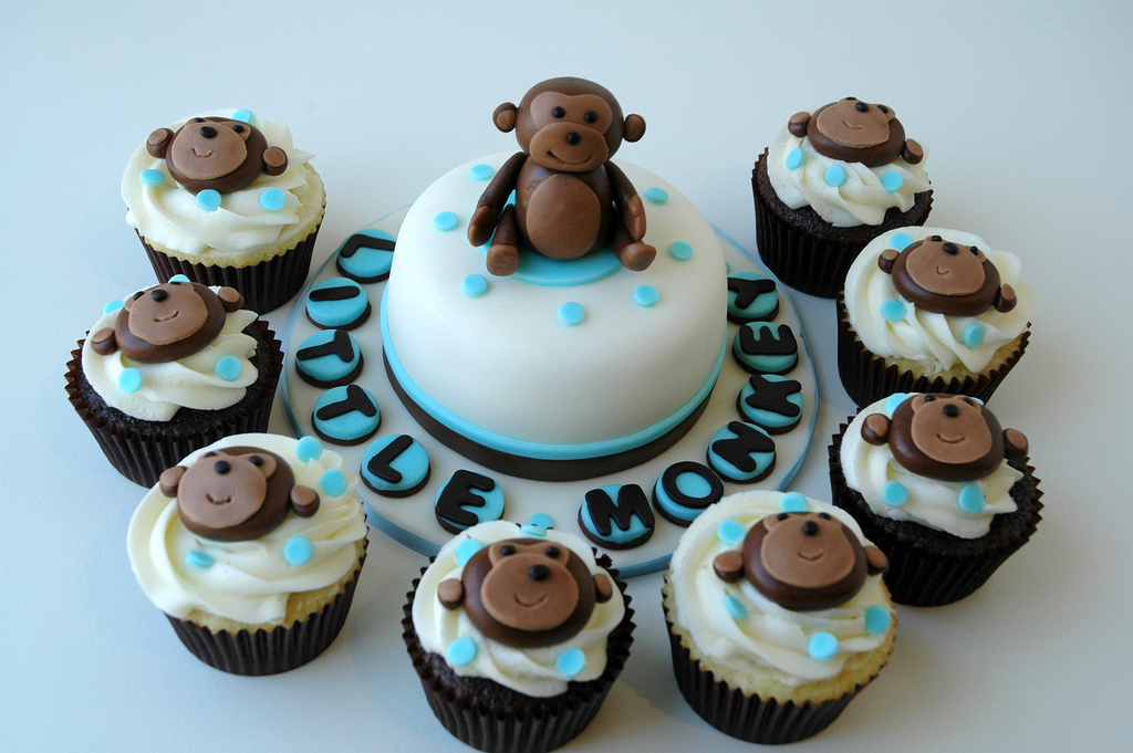 Monkey Baby Shower Cupcake Cake