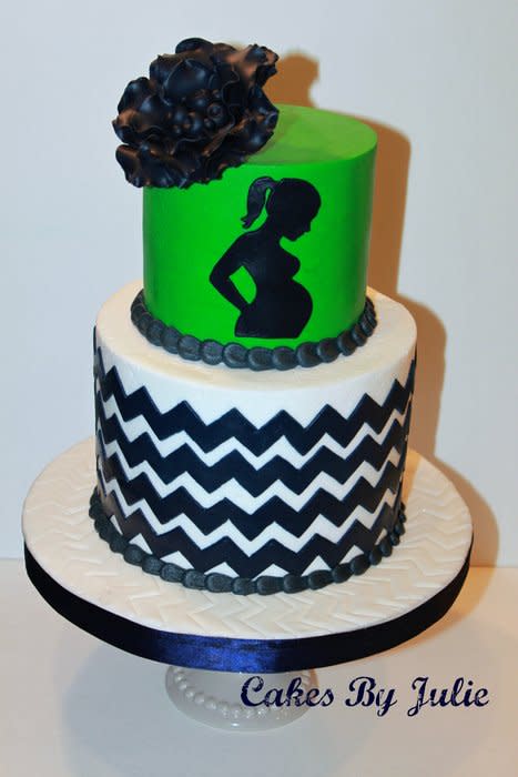 Navy Blue and Green Baby Shower Cake