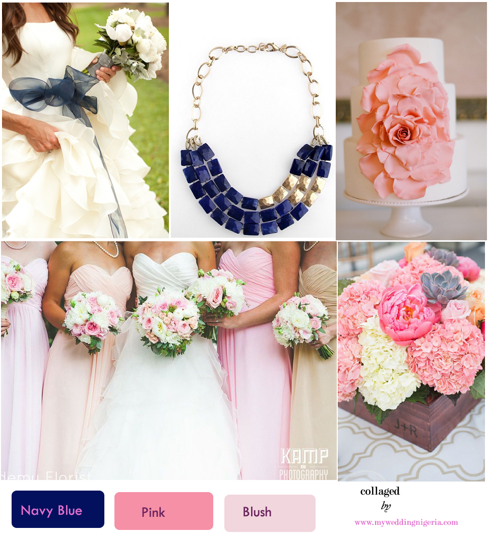 Navy Blue and Light Pink Wedding