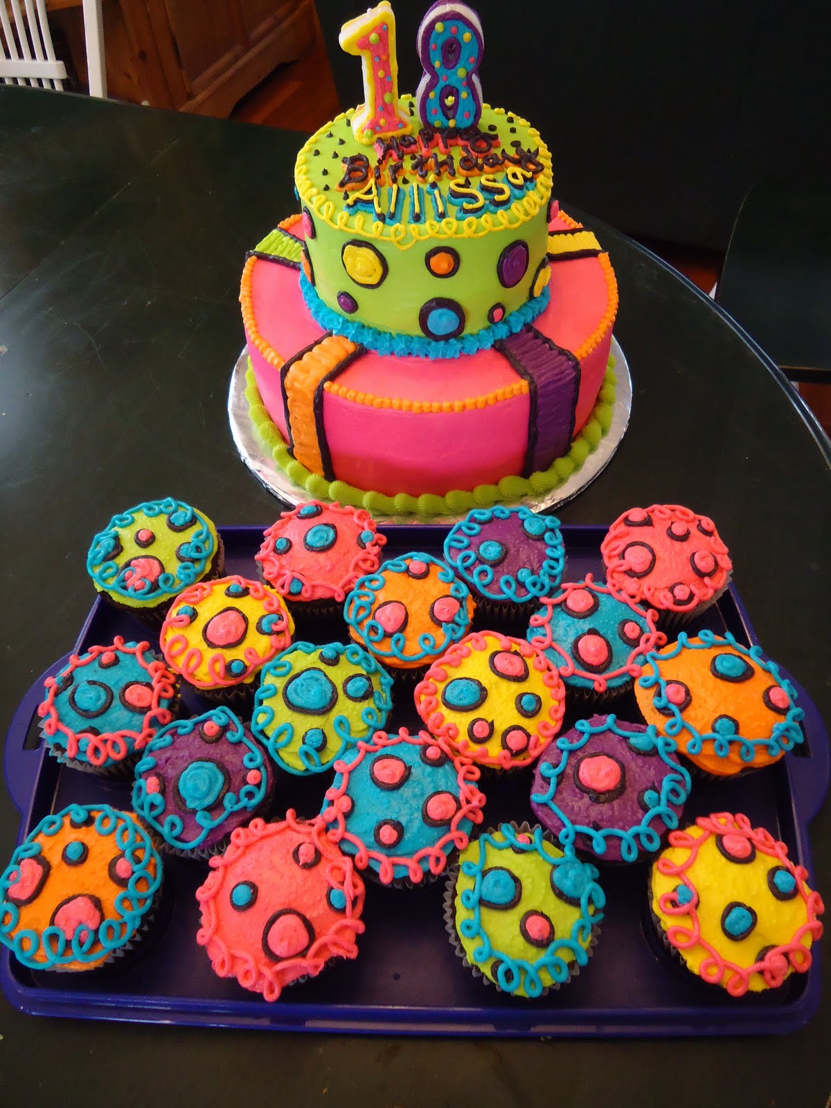 Neon 18th Birthday Cakes for Girls