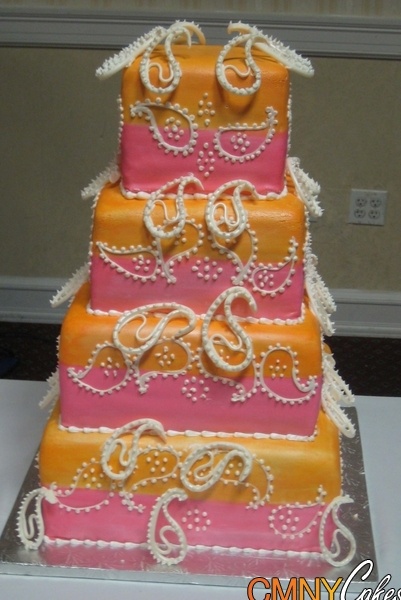 9 Photos of Pink Orange Paisley Shape Cakes