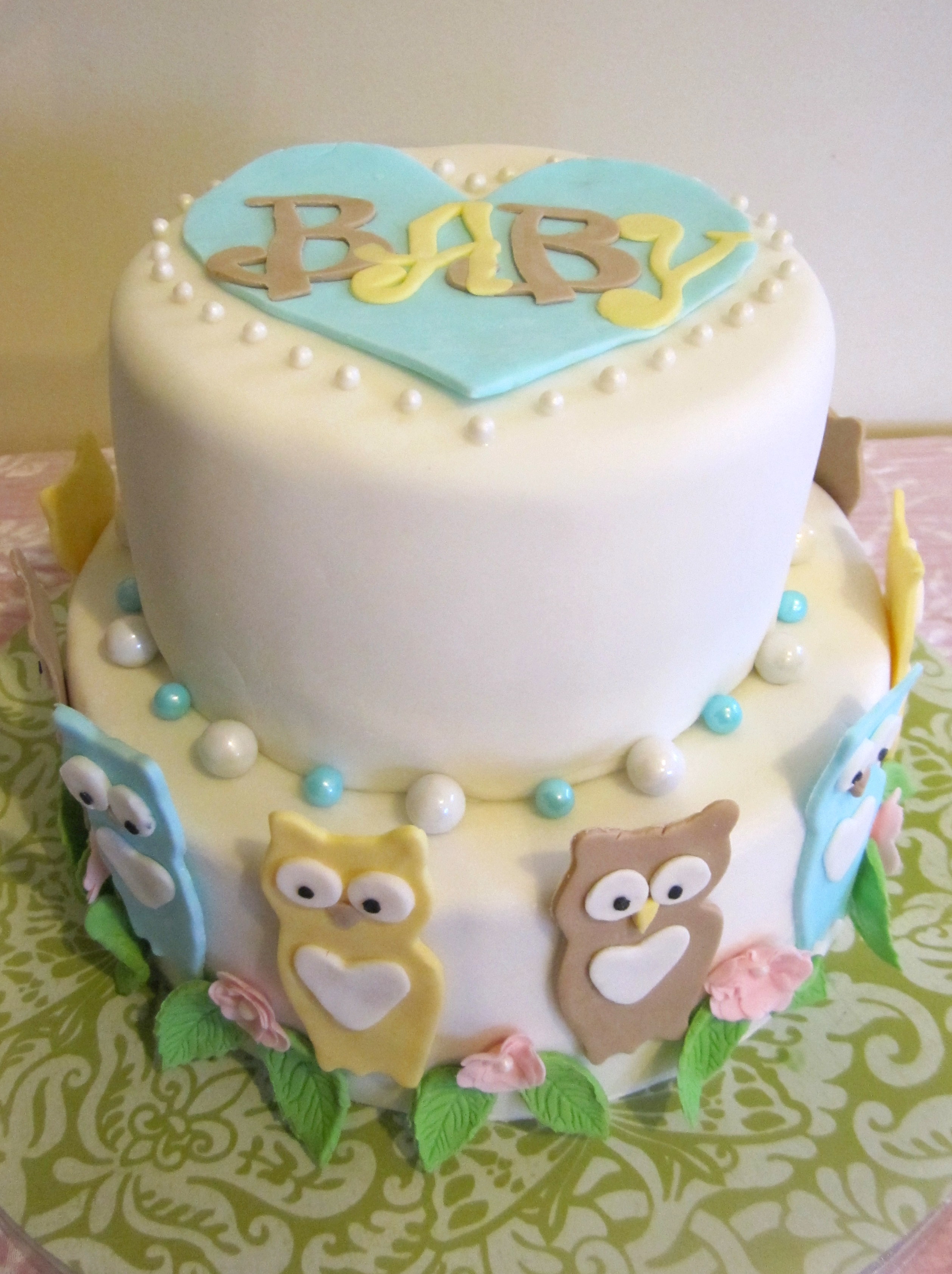 Owl Baby Shower Cake