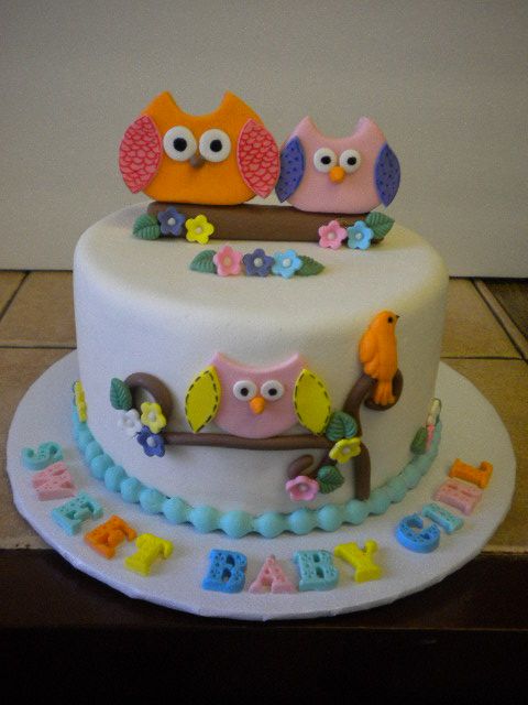 Owl Baby Shower Cake