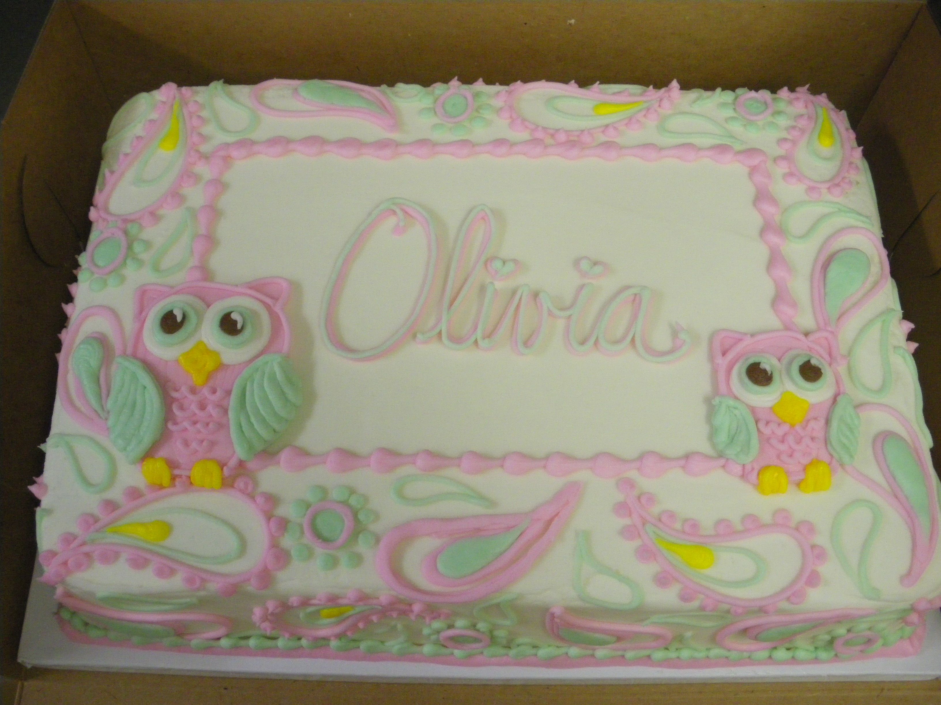 Owl Baby Shower Sheet Cakes