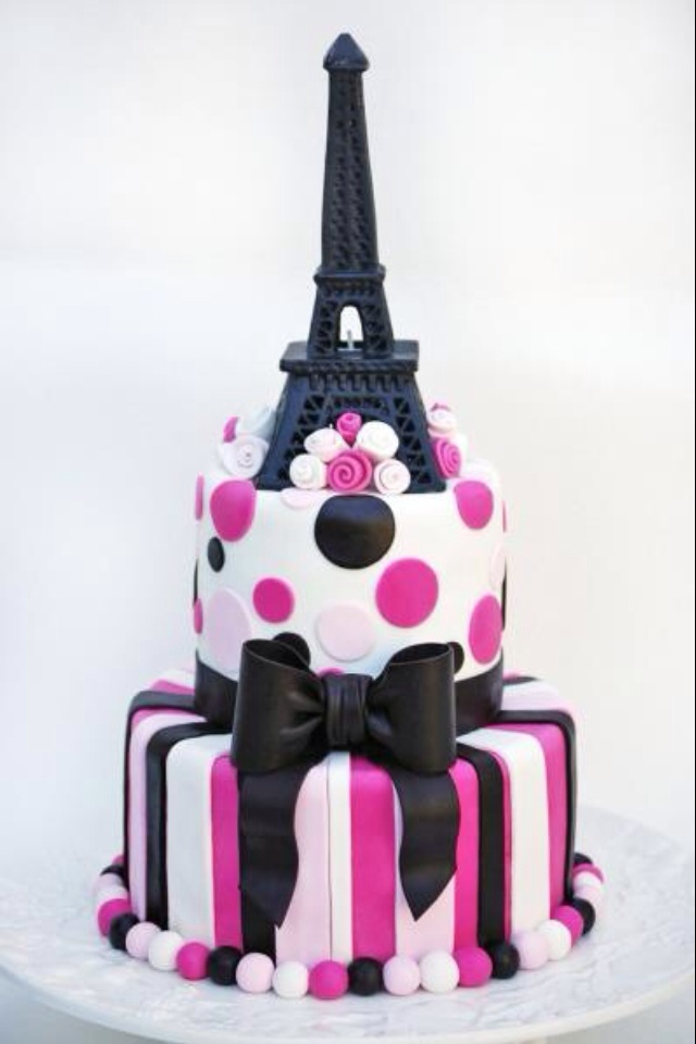 Paris Theme Birthday Cake