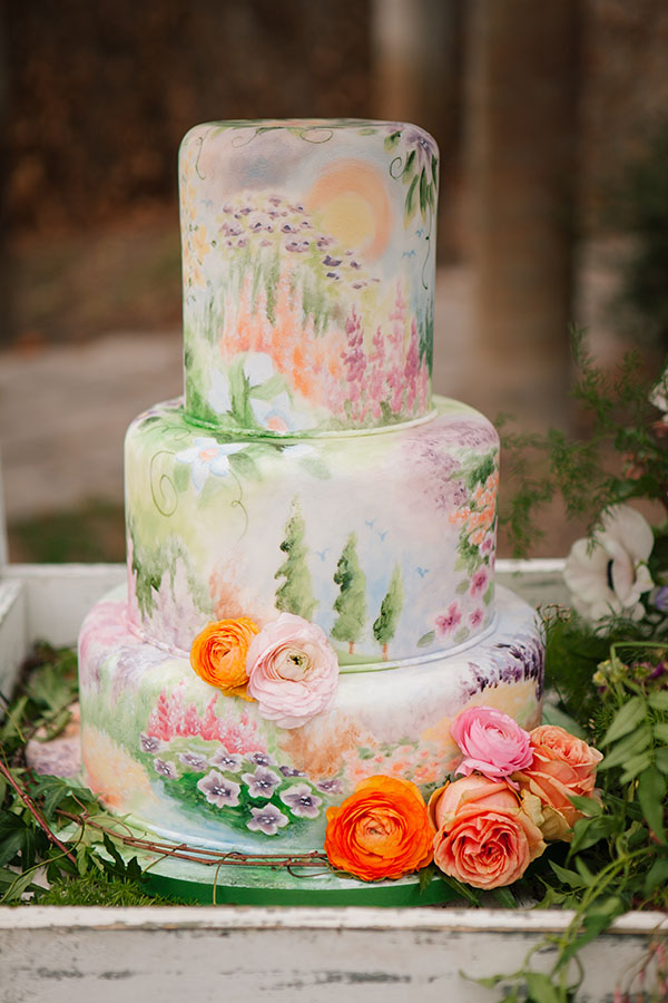 Pastel Watercolor Wedding Cake
