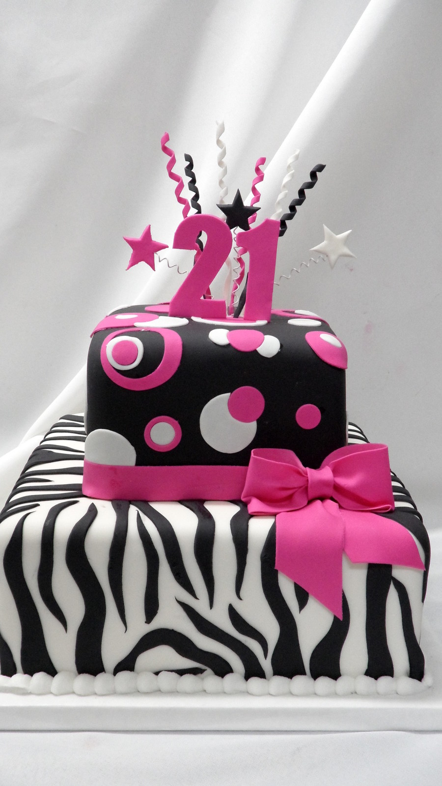 Pink and Black Zebra Birthday Cake