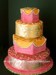 Pink and Gold Wedding Cake