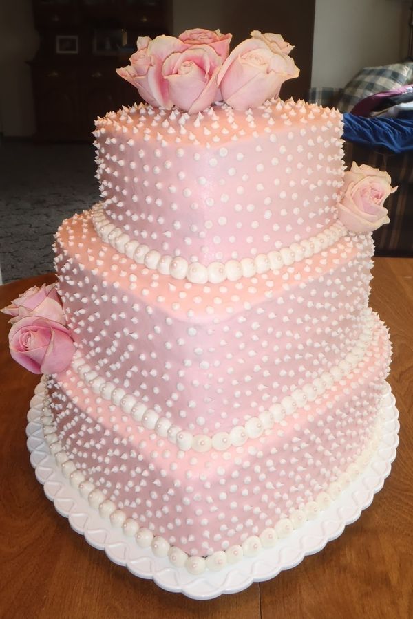 Pink Heart Shaped Wedding Cake