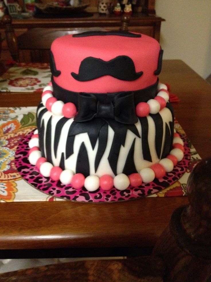 Pink Mustache Birthday Cake