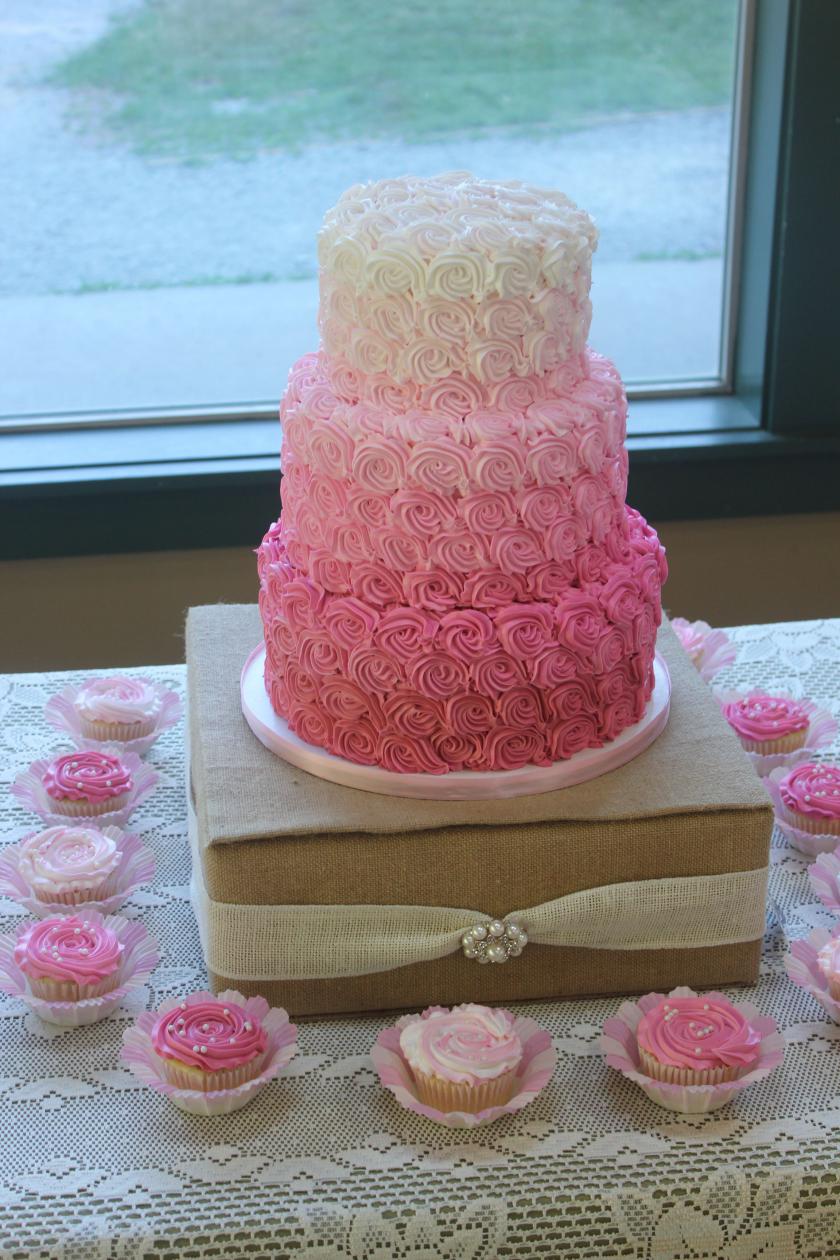 Pink Ombre Wedding Cake