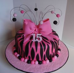 Pink Zebra Birthday Cakes for Girls