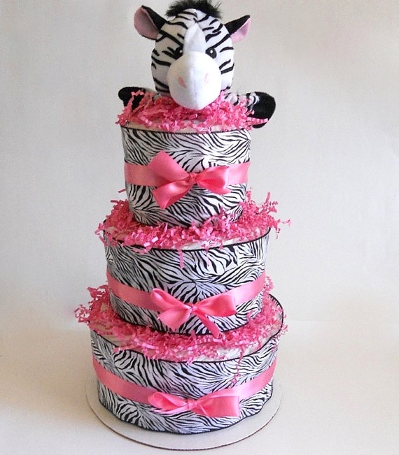 Pink Zebra Diaper Cake