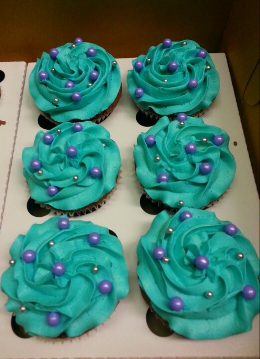 Purple and Teal Cupcake Cake
