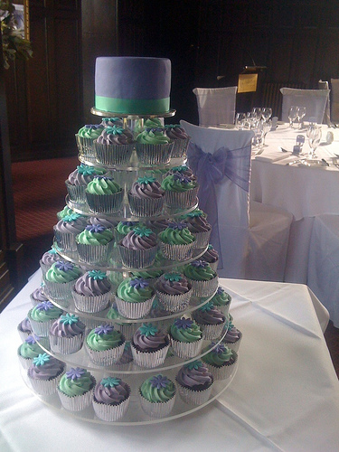 Purple and Teal Wedding Cake