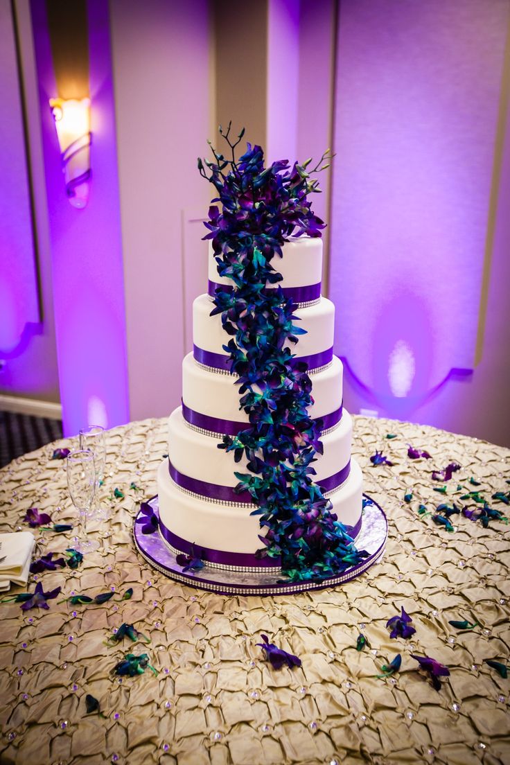 Purple and Teal Wedding Cake