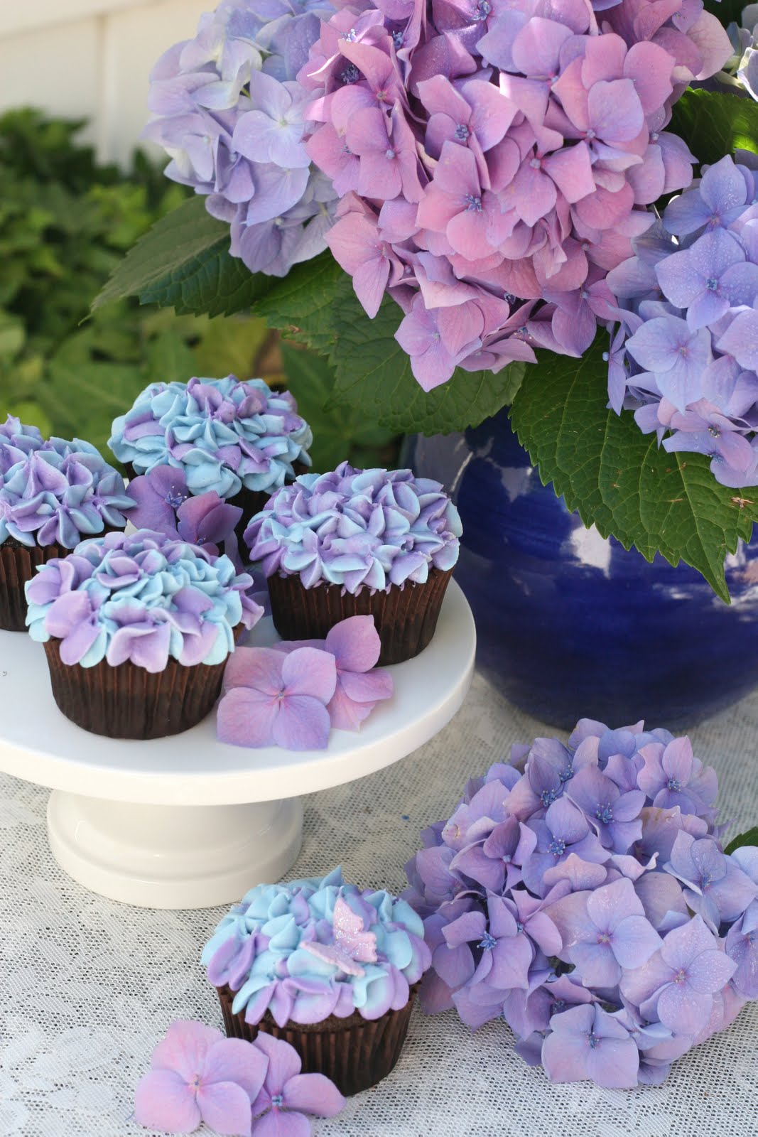 Purple Hydrangea Cupcakes