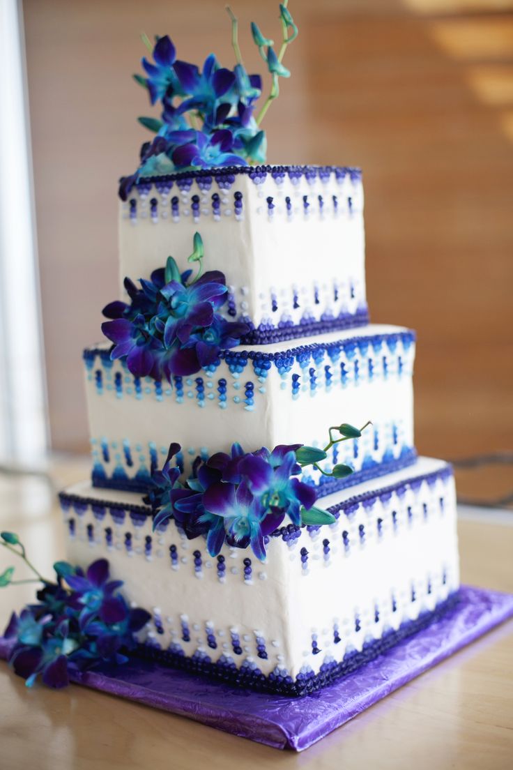 Purple Teal Wedding Cake