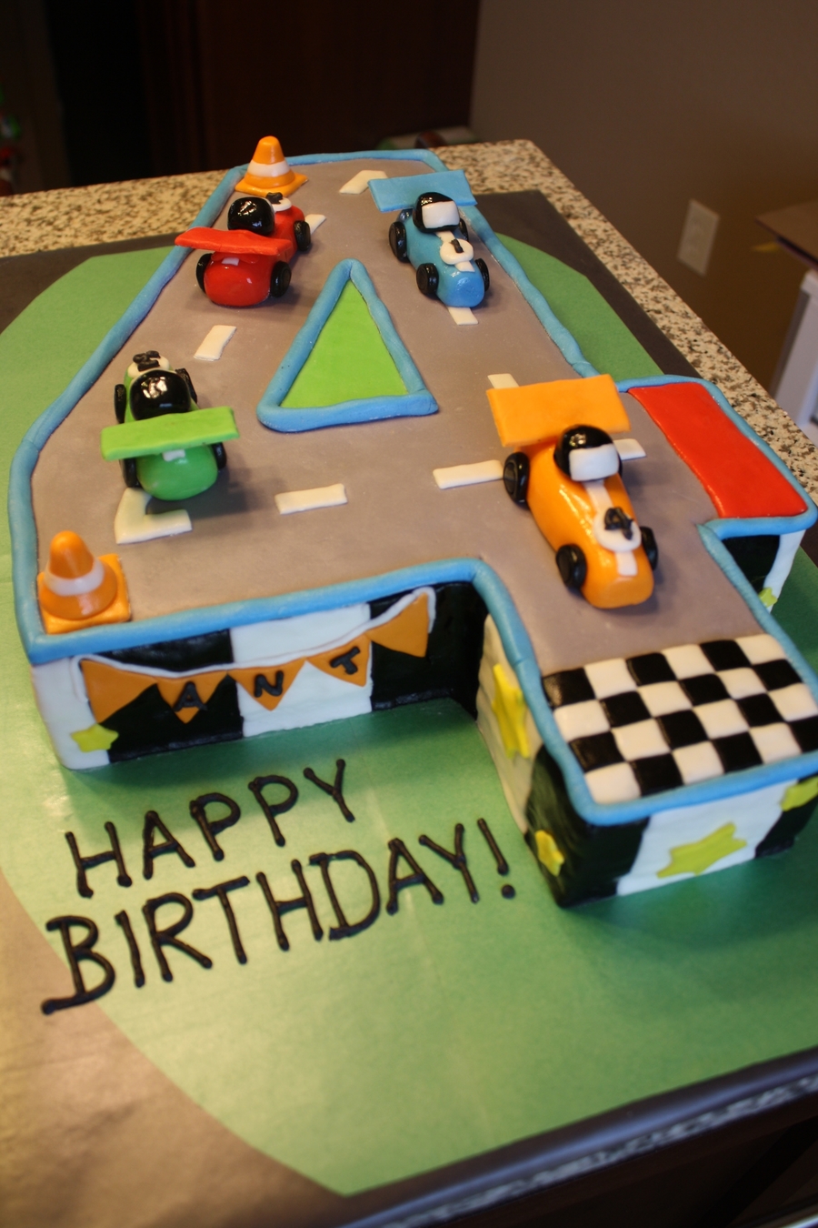 Race Car 4th Birthday Cake