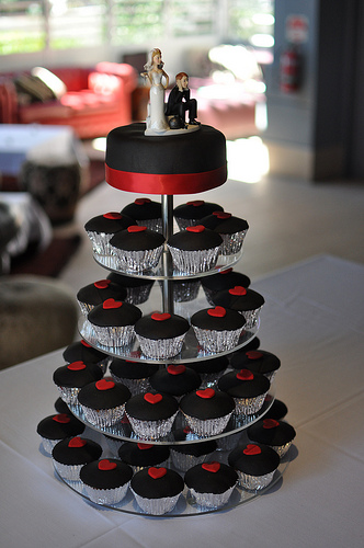 Red and Black Wedding Cupcakes