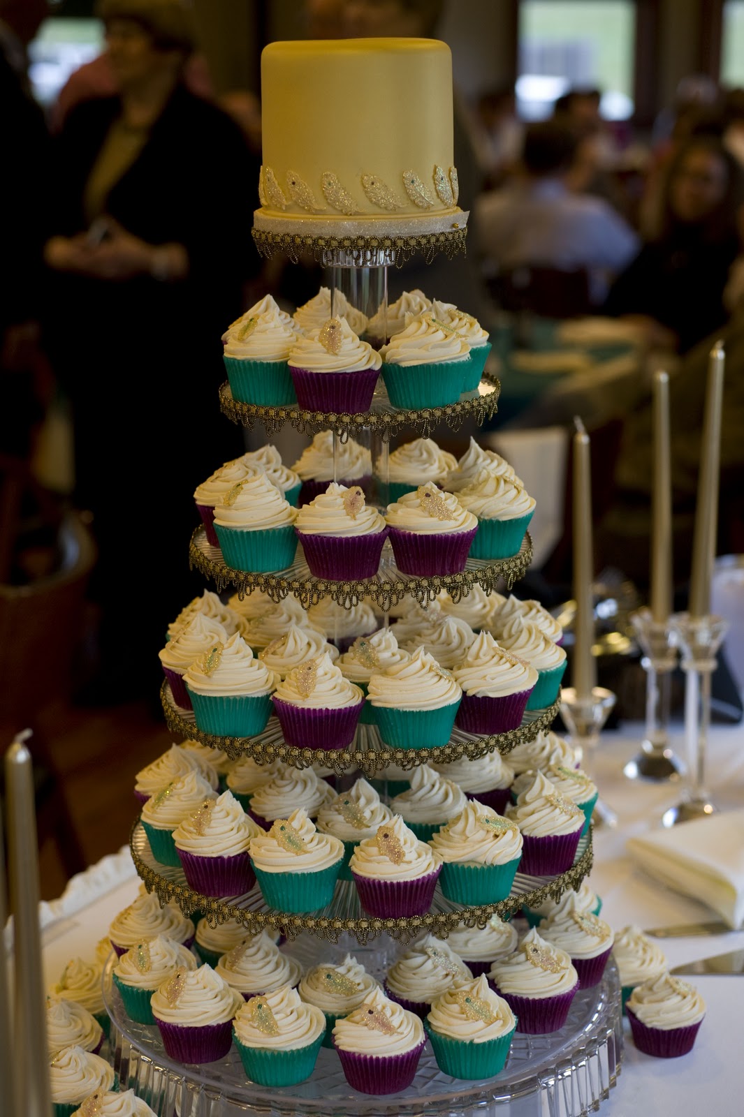 Red and Teal Wedding Cupcakes