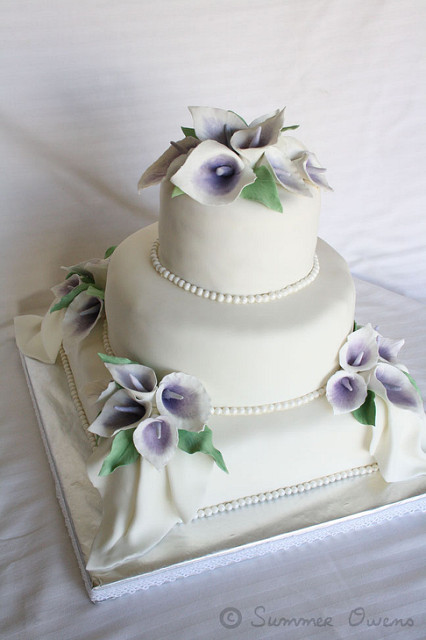 Wedding Cake with Fondant Calla Lilies