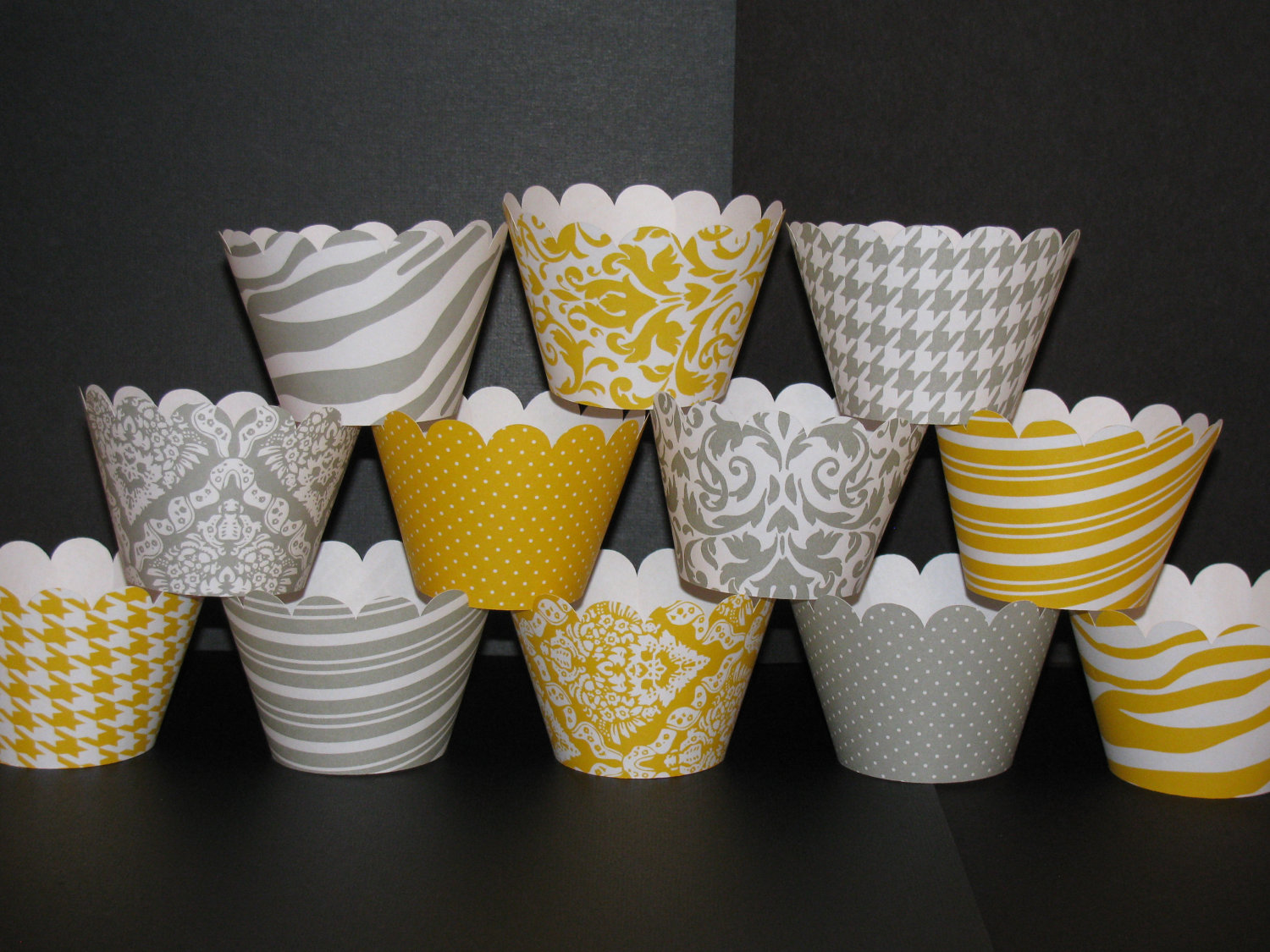 Yellow and Gray Cupcake Wrappers Yellow and Gray Cupcake Wrappers