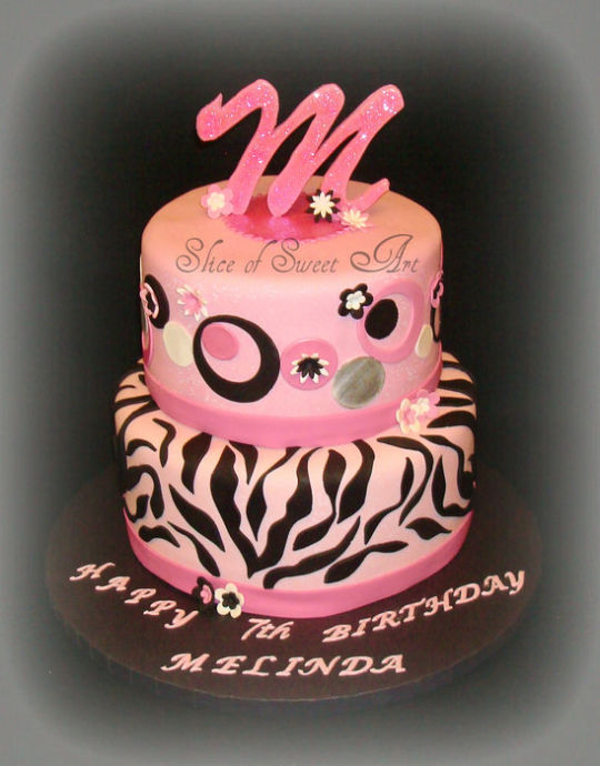 Zebra Girly Birthday Cake
