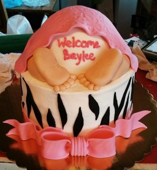 Zebra Print Baby Bottom Cake