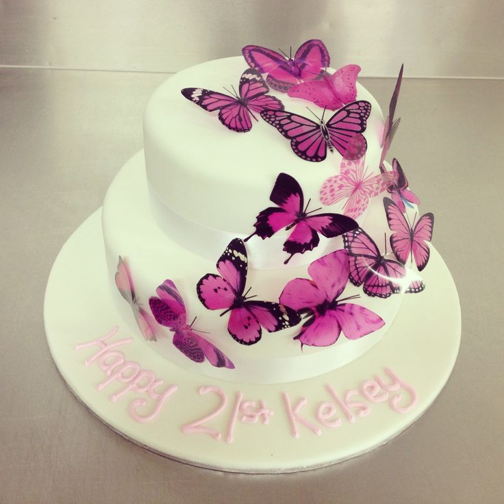 2 Tier Butterfly Birthday Cakes