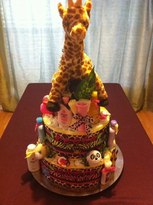Baby Girl Jungle Theme Diaper Cake Baby Girl Jungle Theme Diaper Cake