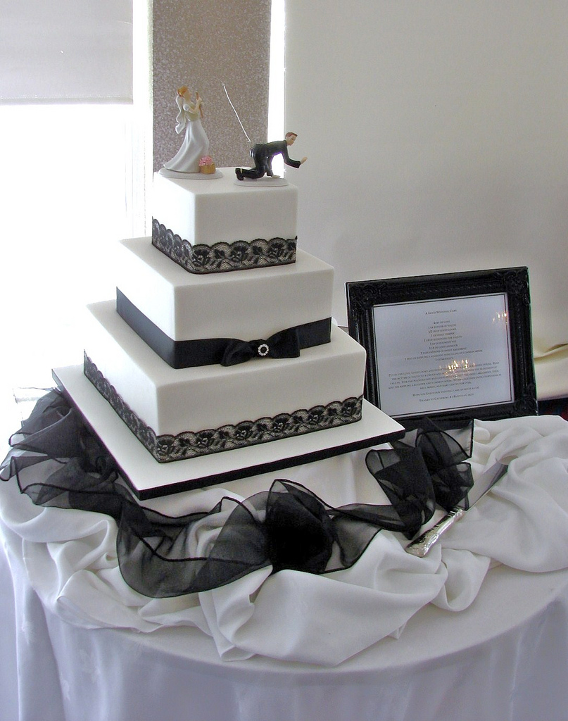 Black and White 3 Tier Wedding Cake Black and White 3 Tier Wedding Cake