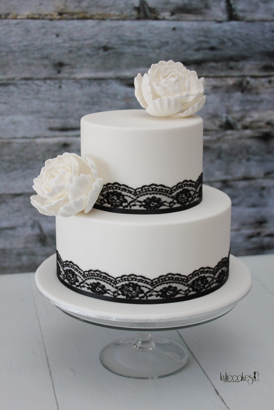 Black and White Lace Wedding Cake Black and White Lace Wedding Cake