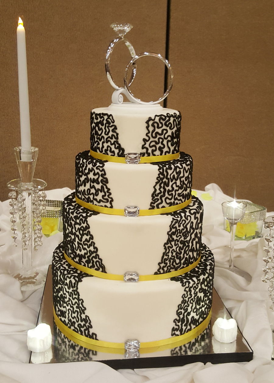 Black and White Lace Wedding Cake