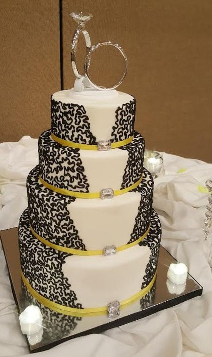Black and White Lace Wedding Cake Black and White Lace Wedding Cake