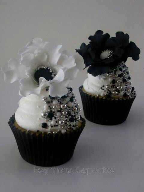 Black White and Silver Cupcakes