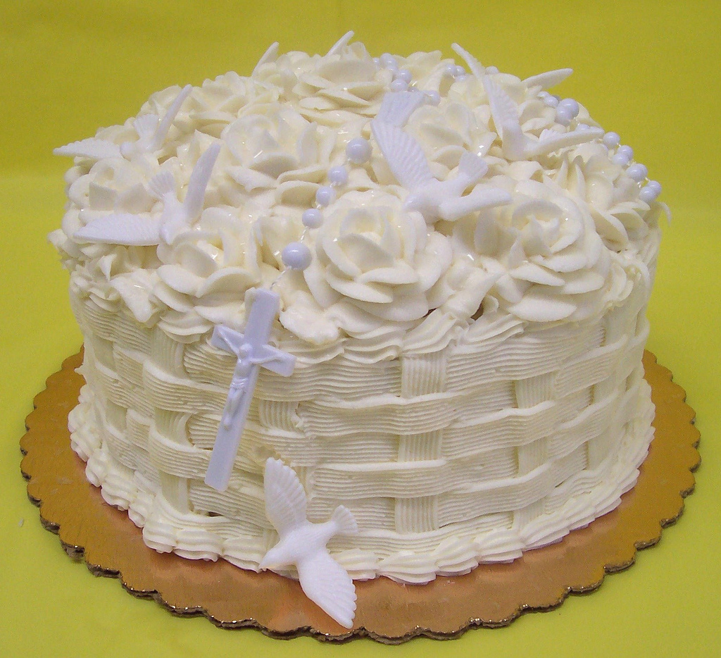 Catholic Baptism Cake with Rosary