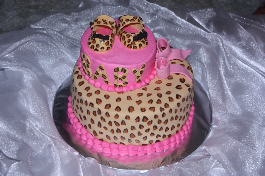 Cheetah Print Baby Shower Cake Cheetah Print Baby Shower Cake