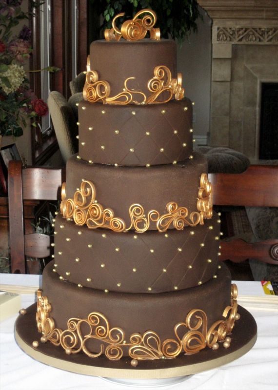 Chocolate Brown and Gold Wedding Cake Chocolate Brown and Gold Wedding Cake